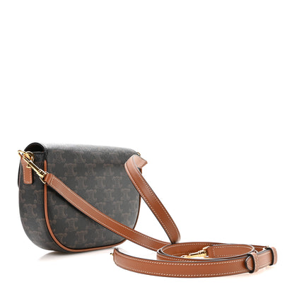 Celine Triomphe Canvas Folco Shoulder Bag Tan Tan 3 of 12