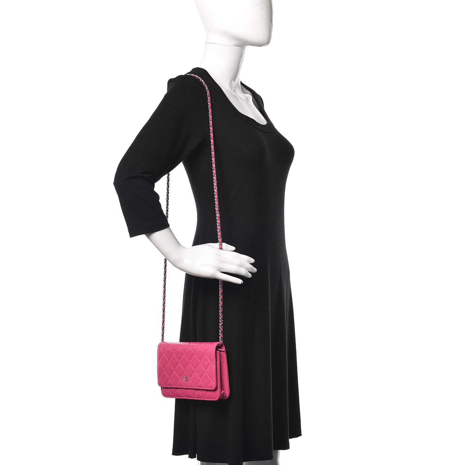 Chanel Caviar Quilted Wallet on Chain WOC Pink 2 of 11