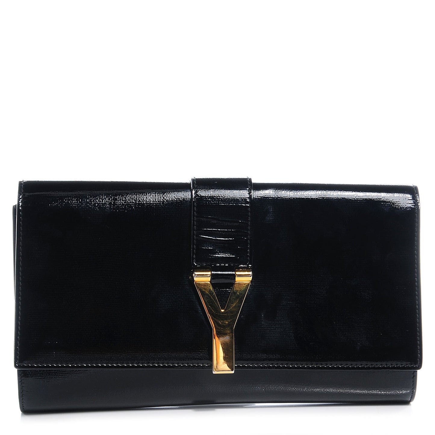 Textured Patent Leather ChYc Clutch Black