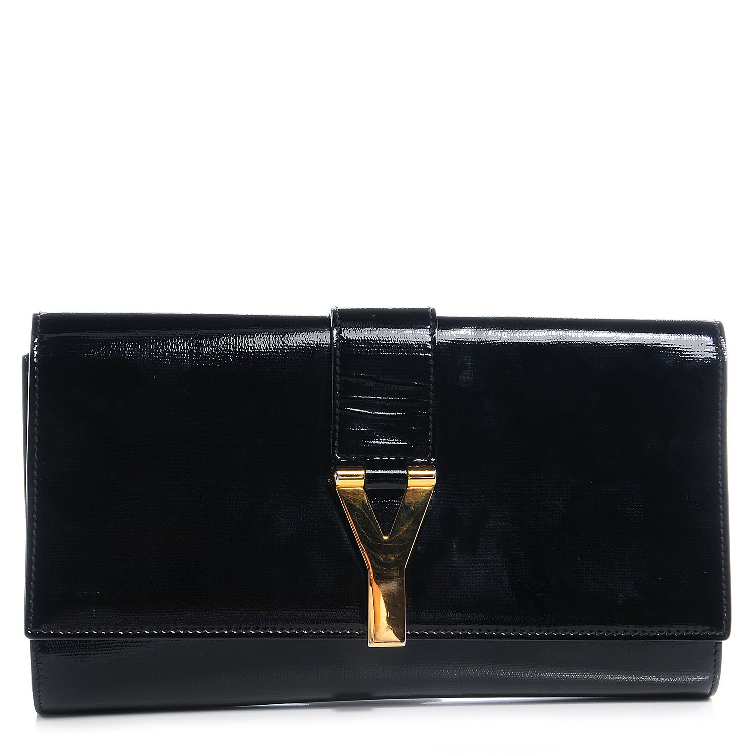 Saint Laurent Textured Patent Leather ChYc Clutch Black 1 of 7