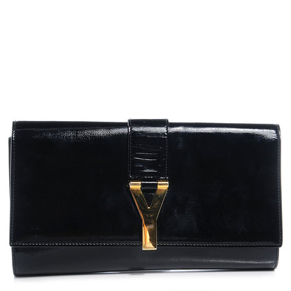 Saint Laurent Textured Patent Leather ChYc Clutch Black 1 of 7