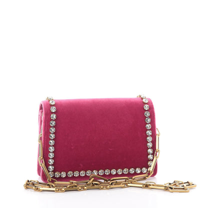 Gucci Velvet Crystal Mini Bee Broadway Shoulder Bag Light Raspberry Rose 4 of 9