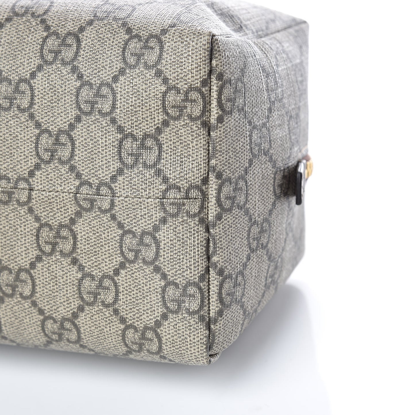 Soft GG Supreme Monogram Calfskin Large Ophidia Cosmetic Case Beige Ebony New Acero