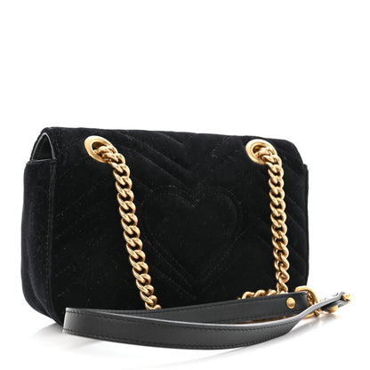 Gucci Velvet Matelasse Mini GG Marmont Shoulder Bag Black 2 of 9