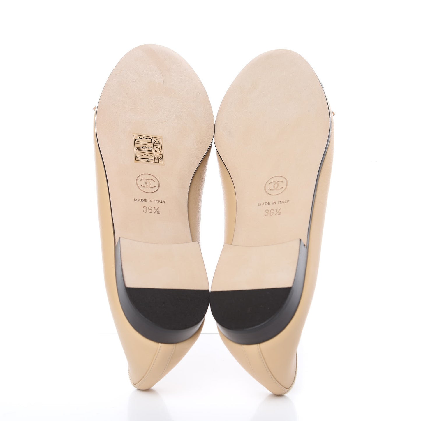 Lambskin Cap Toe CC Ballerina Flats 36.5 Beige Black