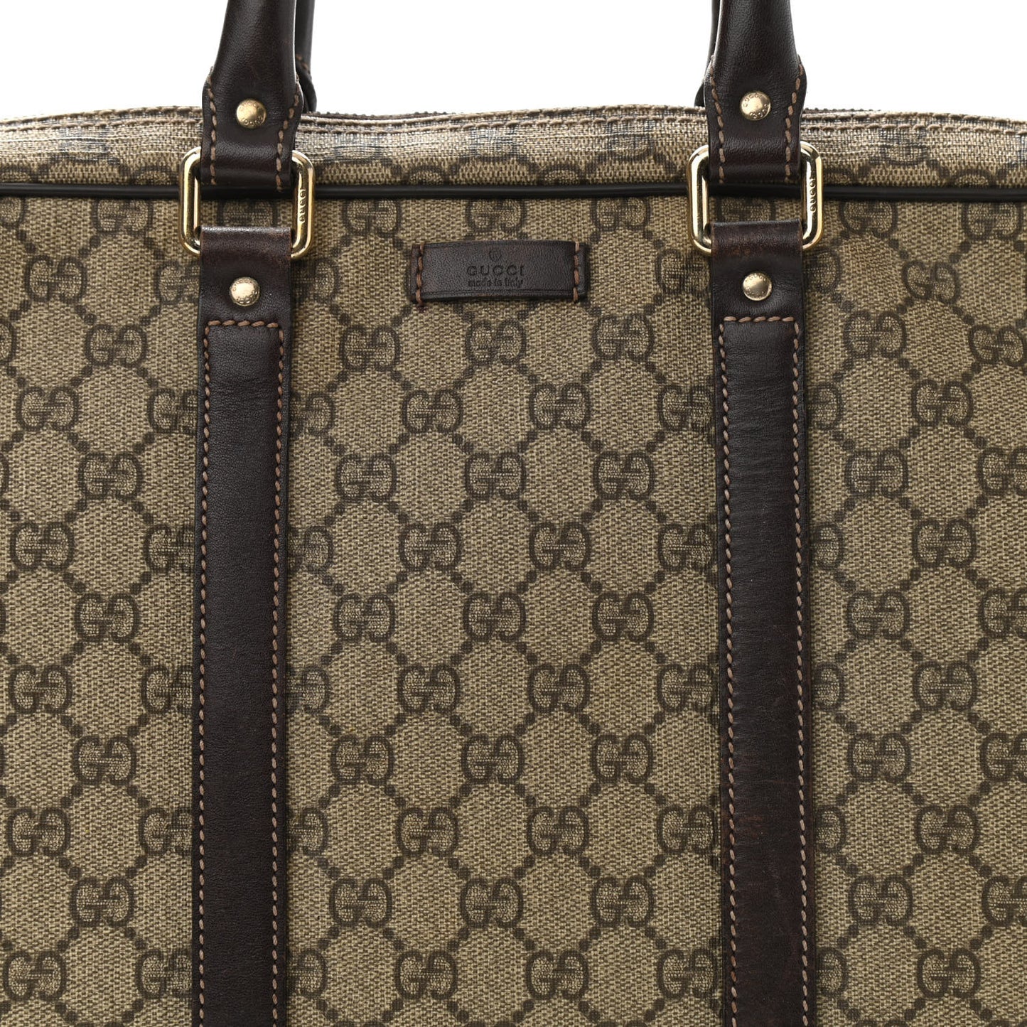 GG Supreme Monogram Selleria Calfskin Briefcase Beige Ebony Cocoa