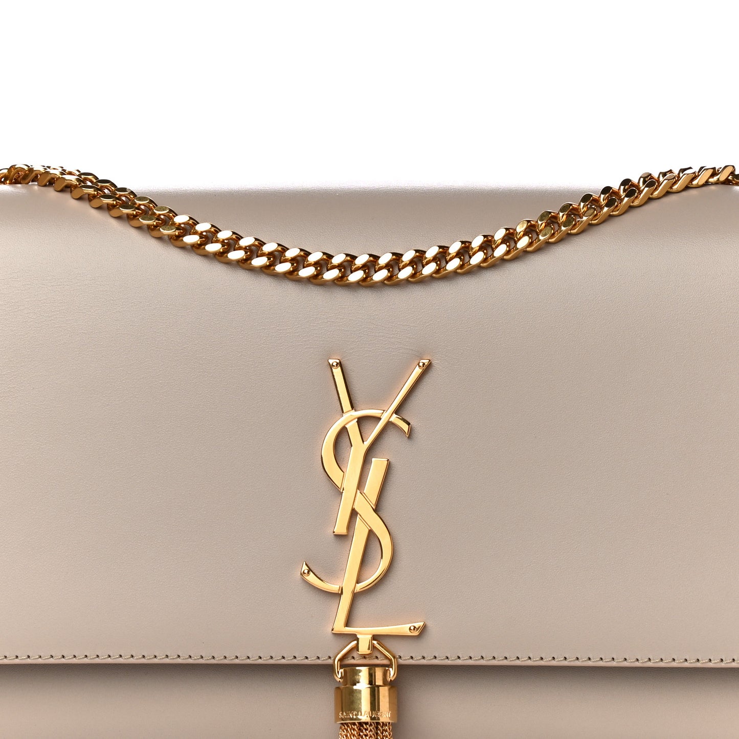 Smooth Calfskin Medium Classic Monogram Kate Tassel Satchel Dark Beige