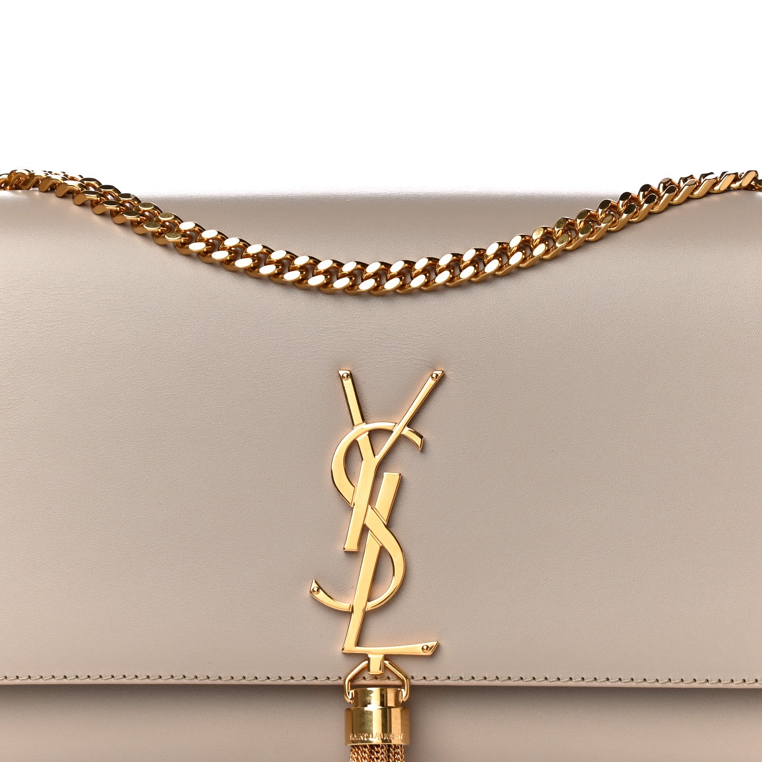 Saint Laurent Smooth Calfskin Medium Classic Monogram Kate Tassel Satchel Dark Beige 8 of 10