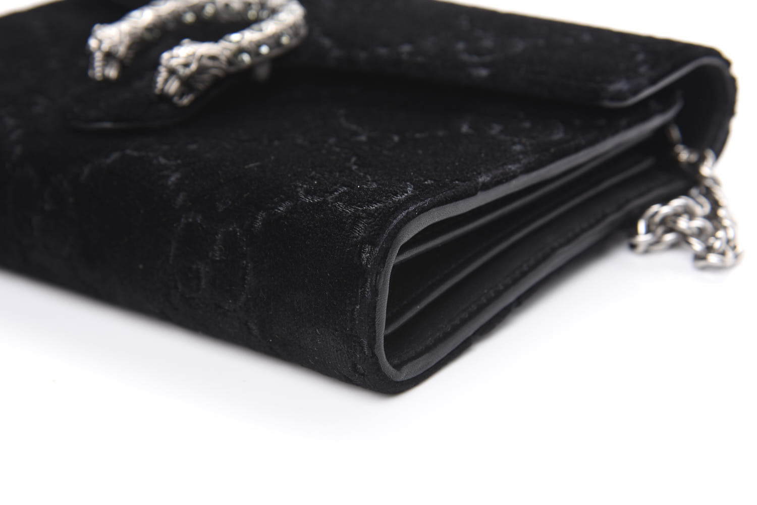 Gucci Velvet GG Monogram Mini Dionysus Chain Wallet Black 8 of 11