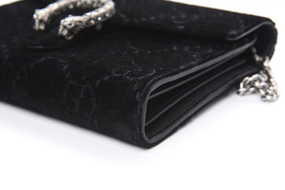 Gucci Velvet GG Monogram Mini Dionysus Chain Wallet Black 8 of 11
