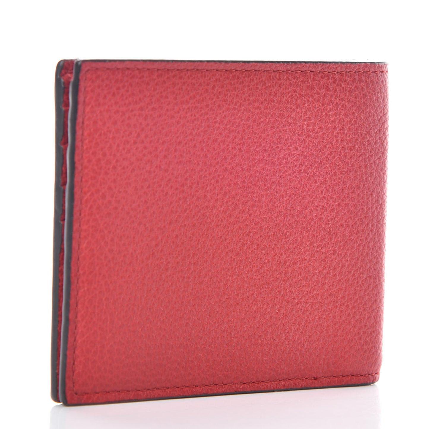 Calfskin Logo Bi-Fold Wallet Red