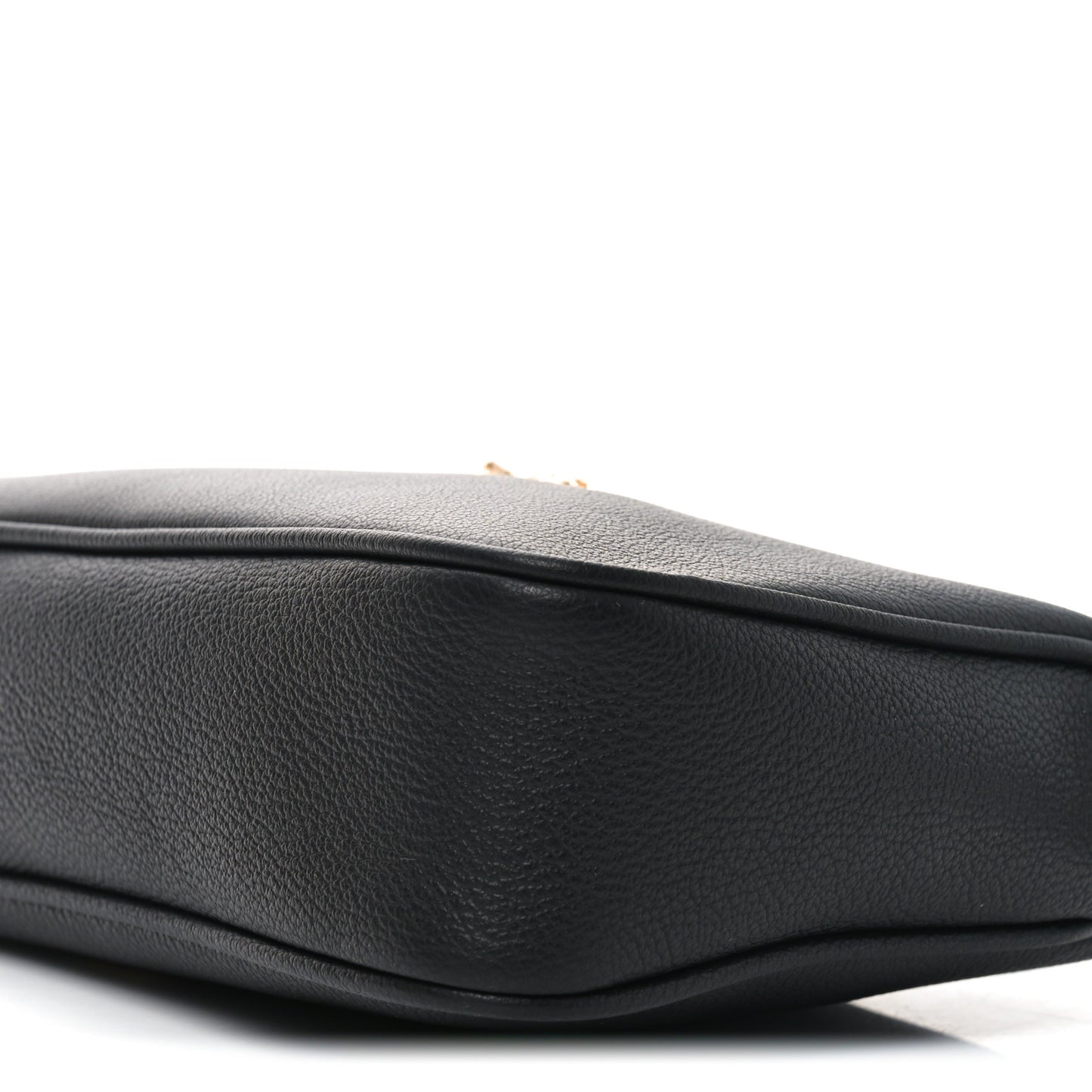 Grained Calfskin Medusa Shoulder Bag Black