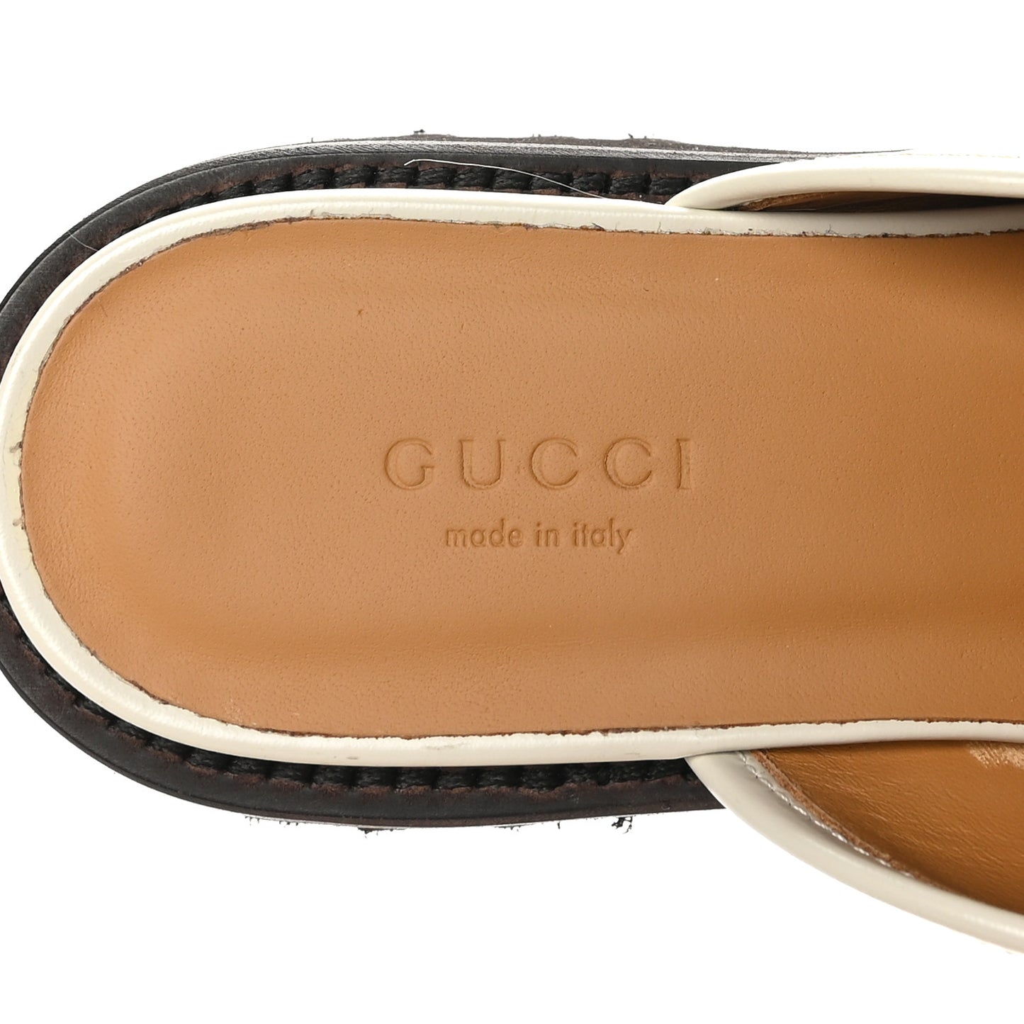 Cordovan Lux Horsebit Platform Mules 36.5 Mystic White