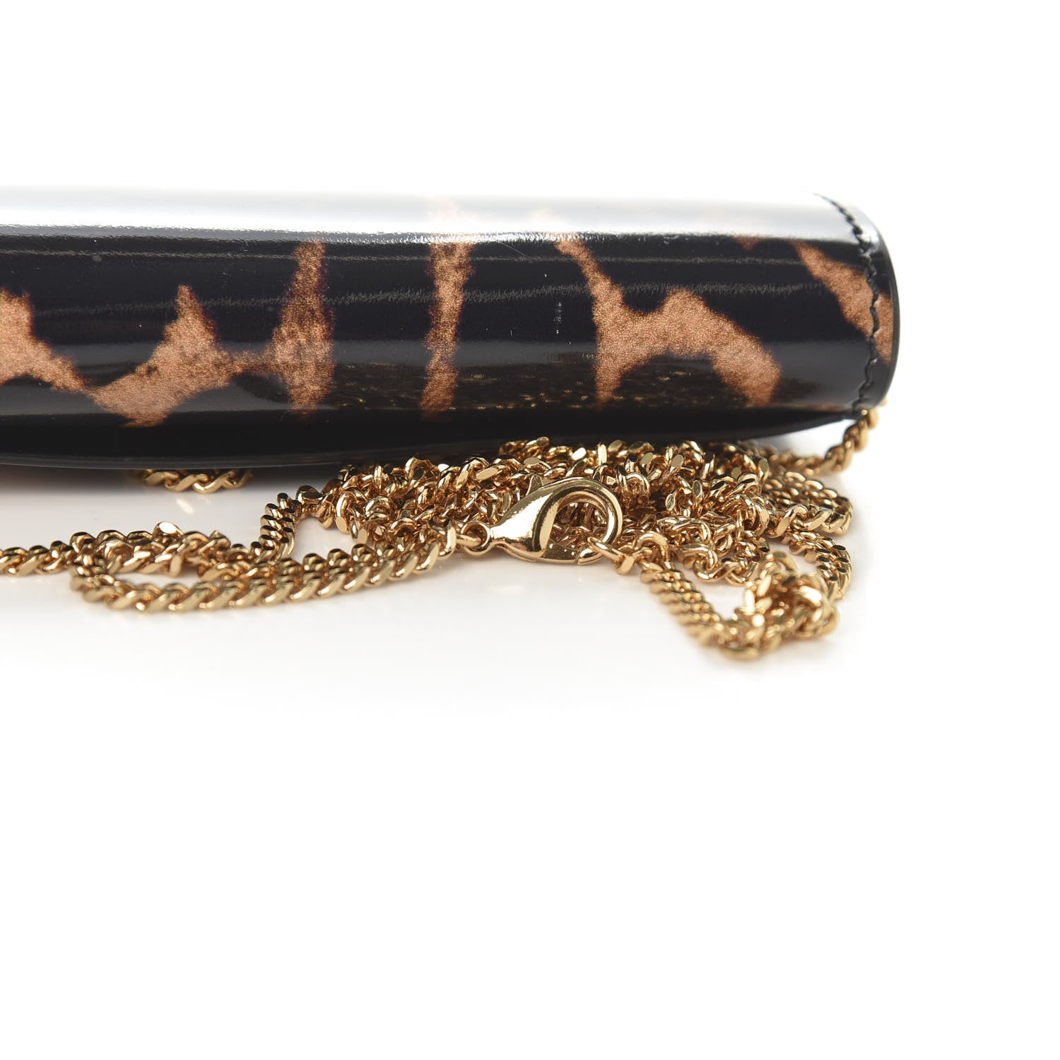 Burberry Calfskin Leopard Print Mini Jody Chain Card Case Black 9 of 12