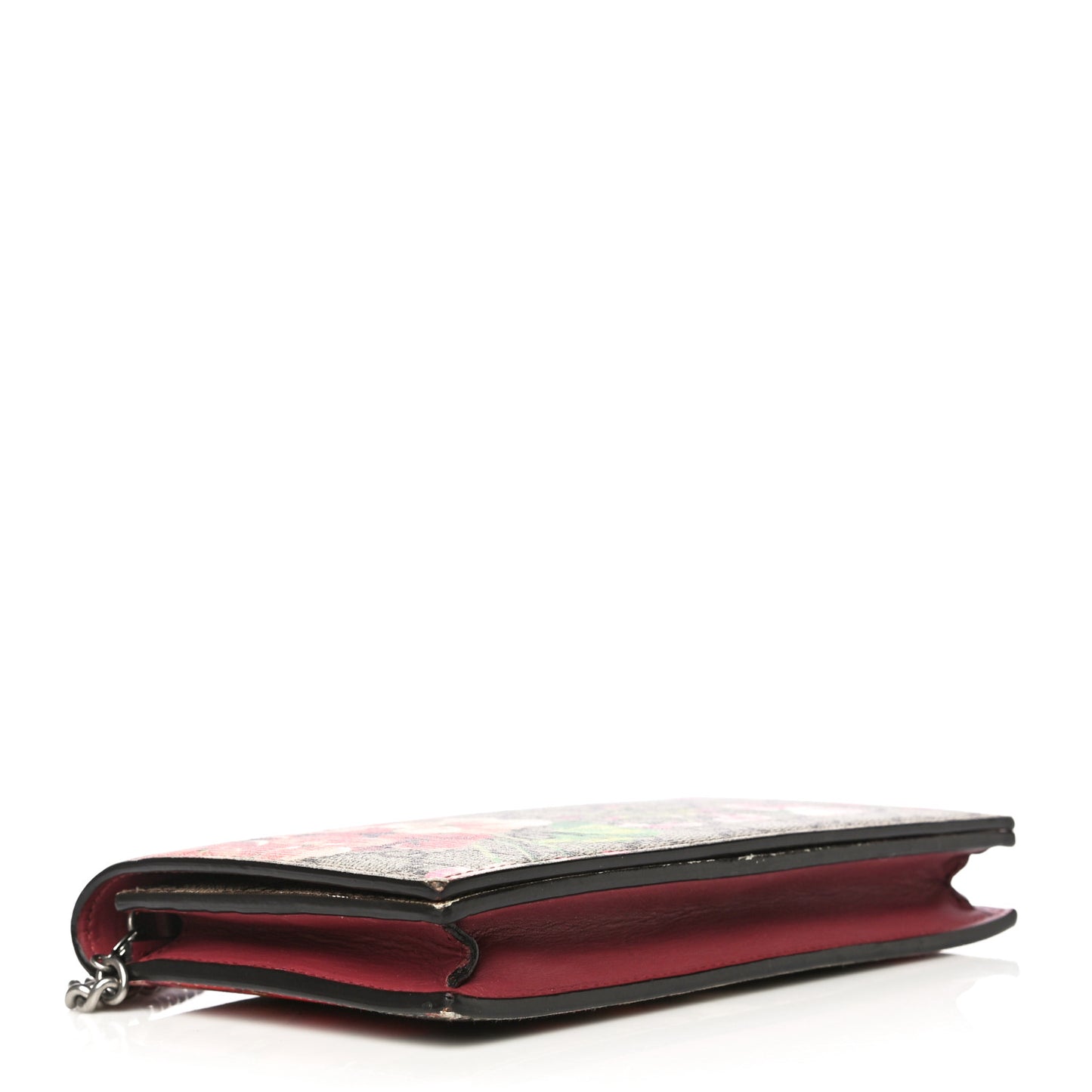 GG Supreme Monogram Blooms Chain Wallet Beige Multicolor Dry Rose