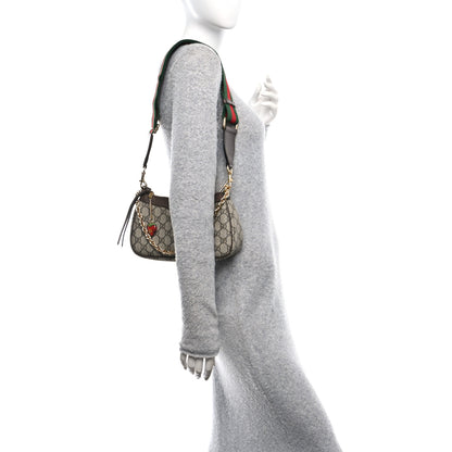 Gucci GG Supreme Monogram Textured Dollar Calfskin Web Small Ophidia GG Handbag Beige Ebony New Acero 2 of 11
