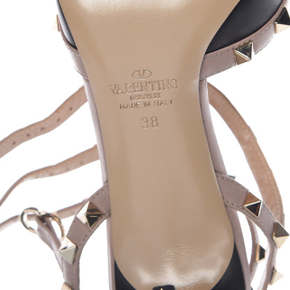 Valentino Garavani Calfskin Nappa Rockstud Ankle Strap 65mm Pumps 38 Black Poudre 6 of 8