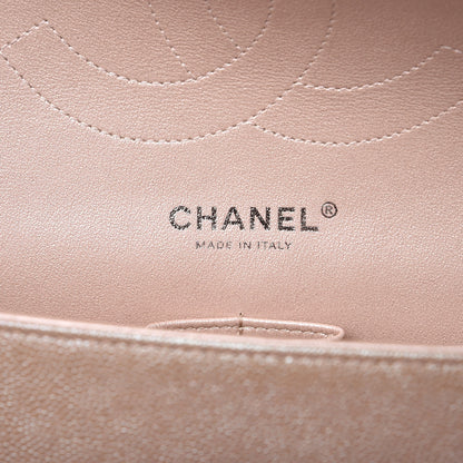 Chanel Metallic Caviar Chevron Quilted Jumbo Double Flap Light Gold 6 of 10