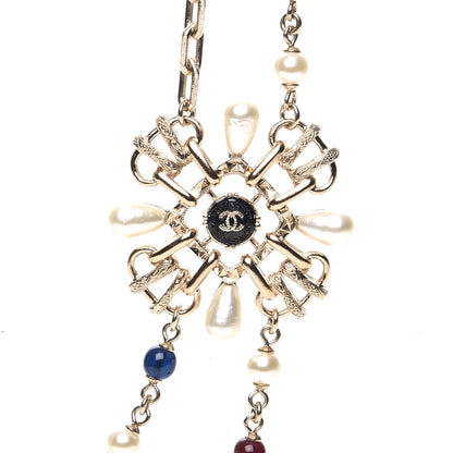 Chanel Metal Resin Gripoix Pearl CC Necklace Red Blue 4 of 7