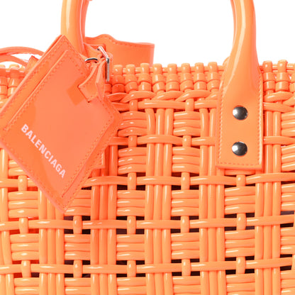 Balenciaga Varnished Faux Calfskin Braided XS Bistro Basket Fluo Orange 8 of 10