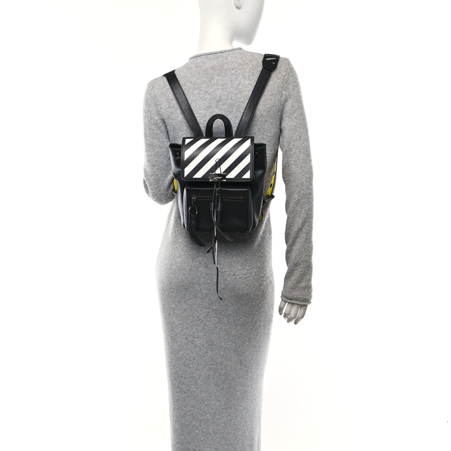 Saffiano Diag Backpack Black White