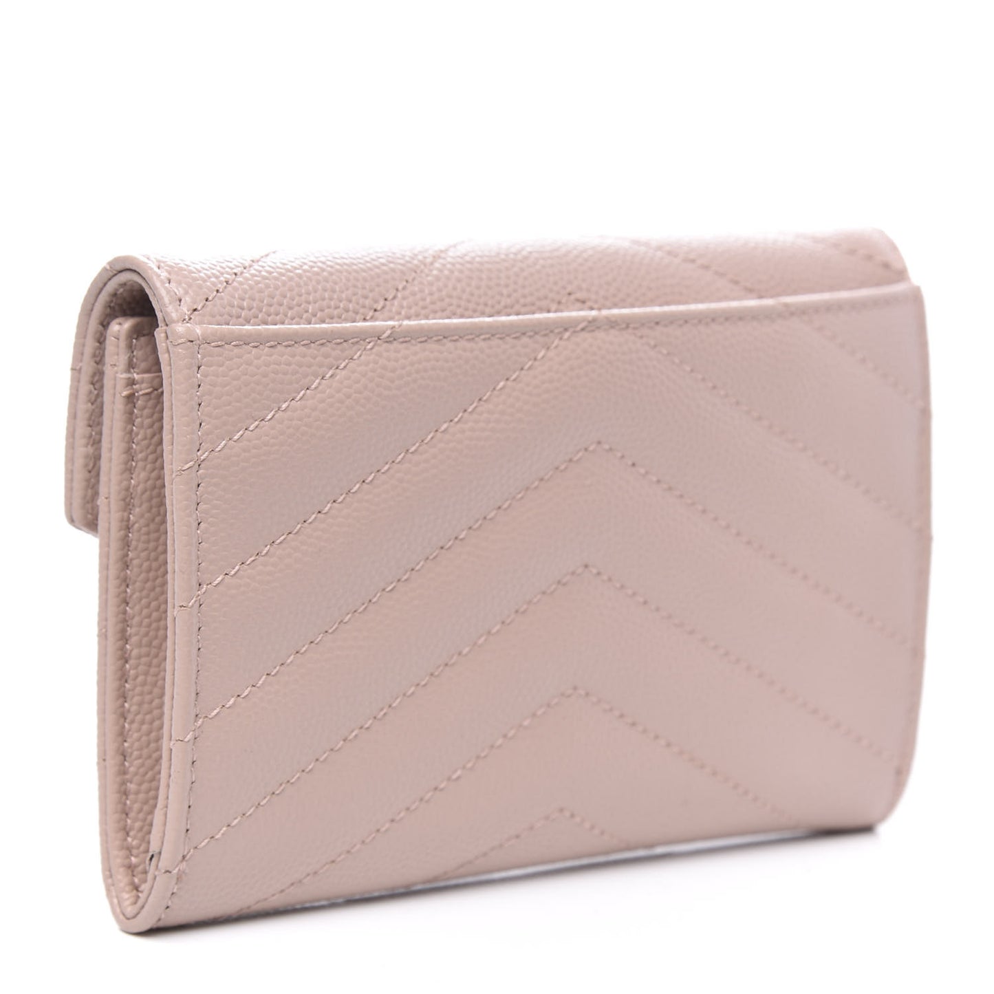 Grain De Poudre Matelasse Chevron Small Monogram Envelope Wallet Pale Pink