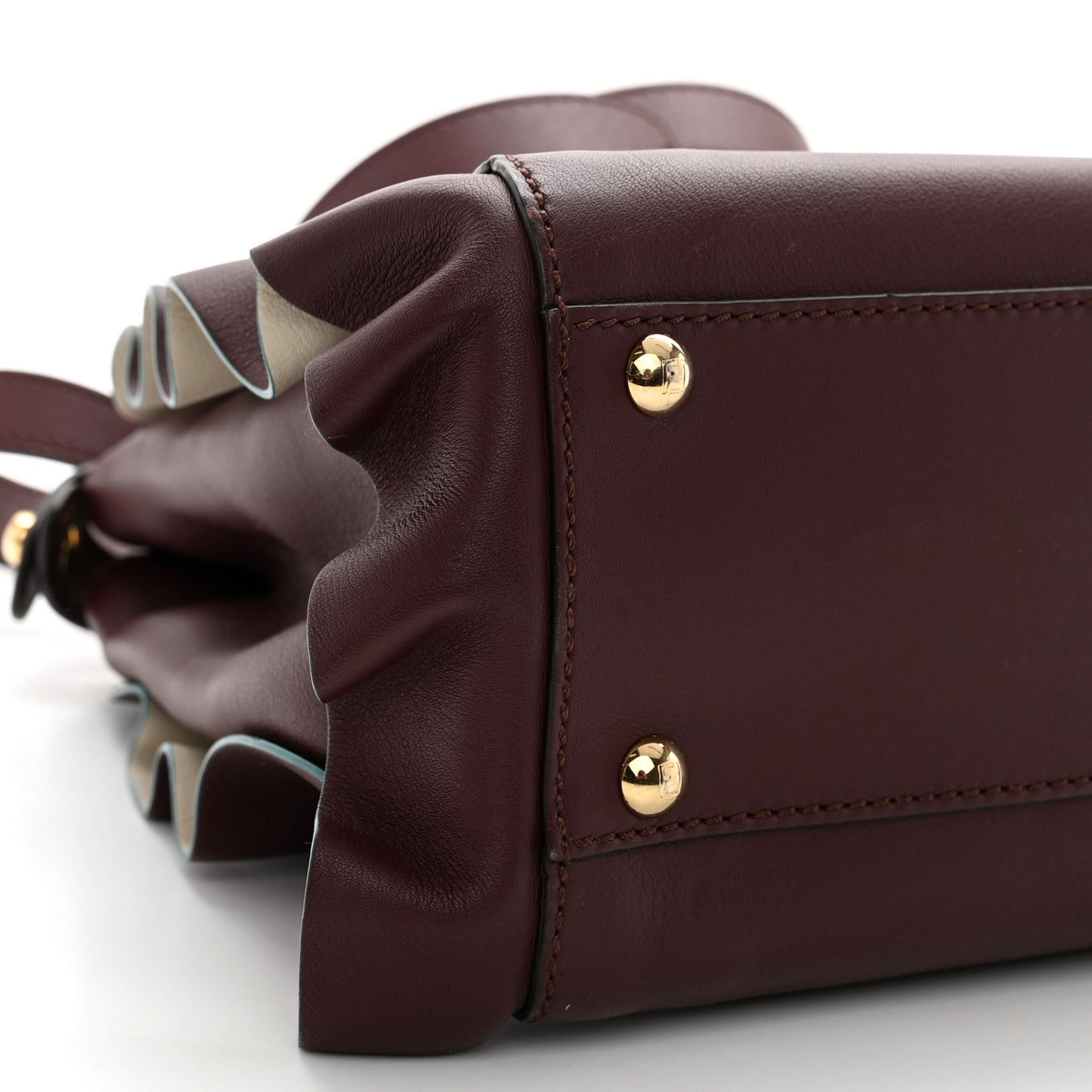 Vitello Seta Waves Bi-Color Medium Peekaboo Iconic Satchel Bordeaux Latte
