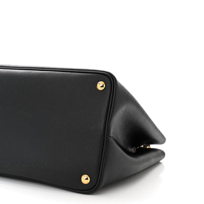 Prada Saffiano Cuir Large Double Bag Black Fuoco 10 of 10