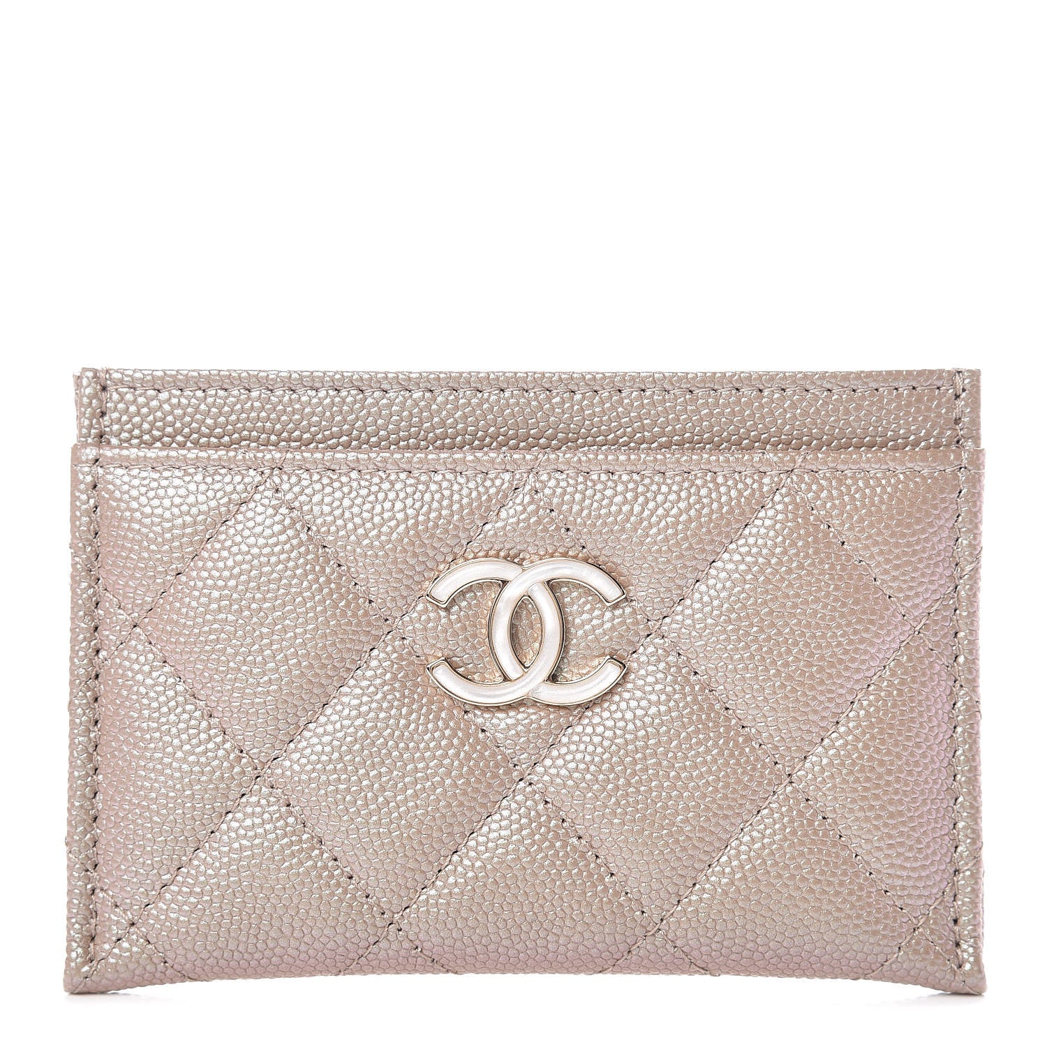 Chanel Iridescent Caviar Quilted Card Holder Beige 1 of 9