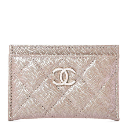 Chanel Iridescent Caviar Quilted Card Holder Beige 1 of 9
