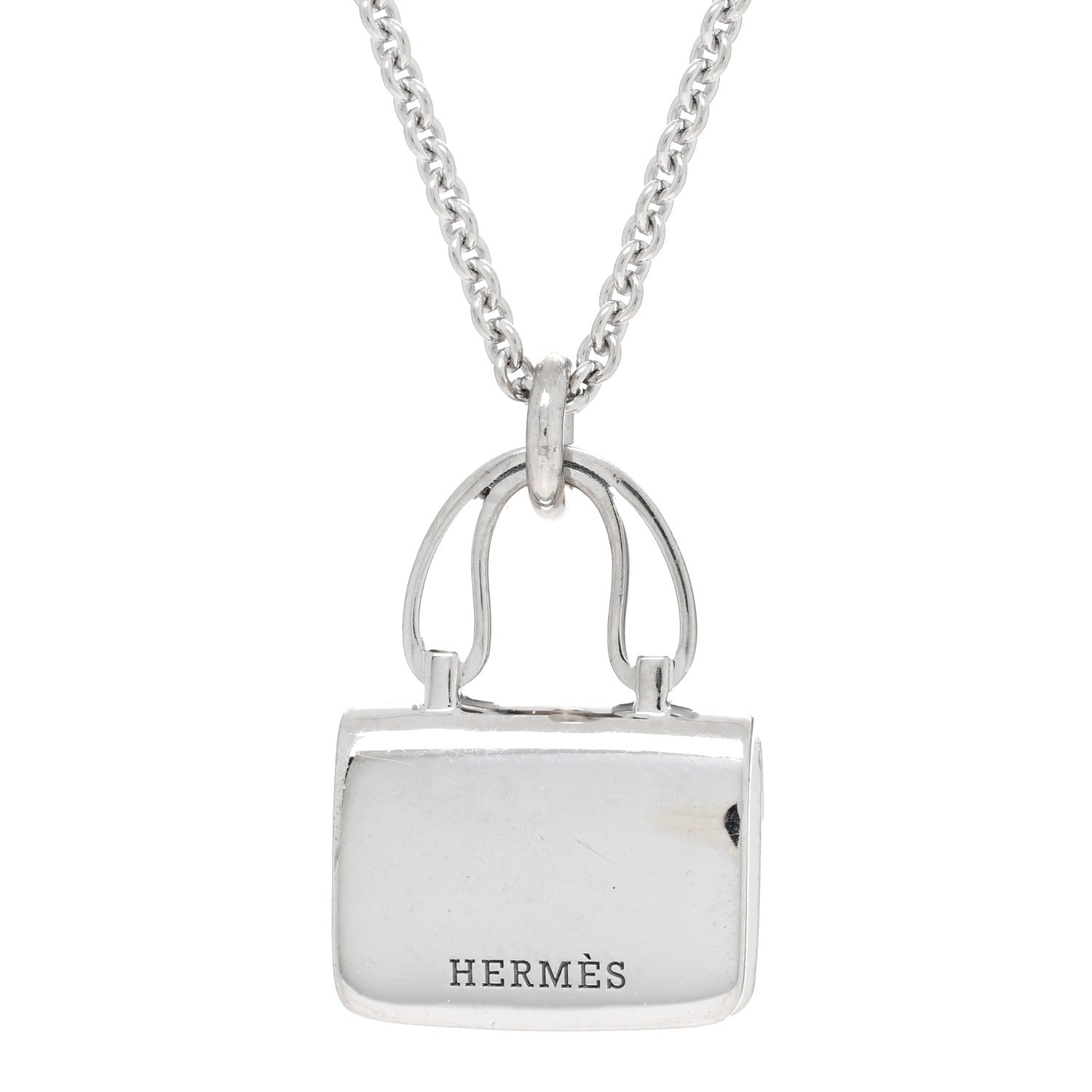 Hermes 18K White Gold Diamond Constance Amulettes Pendant Necklace 5 of 5