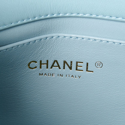 Chanel Lambskin Enamel Quilted Mini Pending CC Square Flap Light Blue 7 of 16