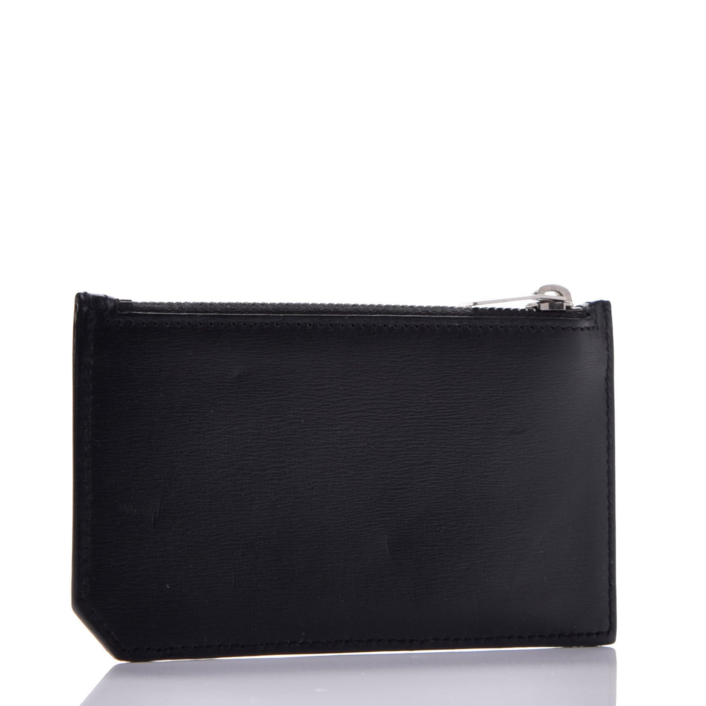 Grained Calfskin 5 Fragments Zip Pouch Card Holder Black