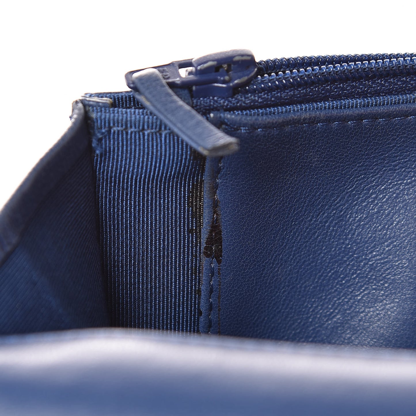 Perforated Lambskin Quilted Wallet On Chain WOC Blue