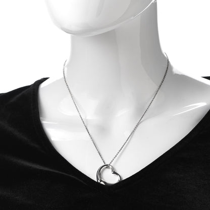 Tiffany Sterling Silver 27mm Elsa Peretti Open Heart Pendant Necklace 2 of 7