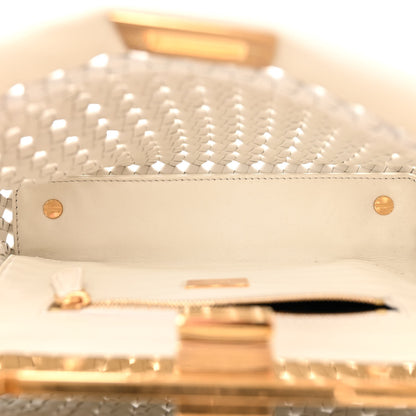 Fendi Nappa Intreccio Stacked Bar Mini Peekaboo Iconic Satchel White 6 of 11