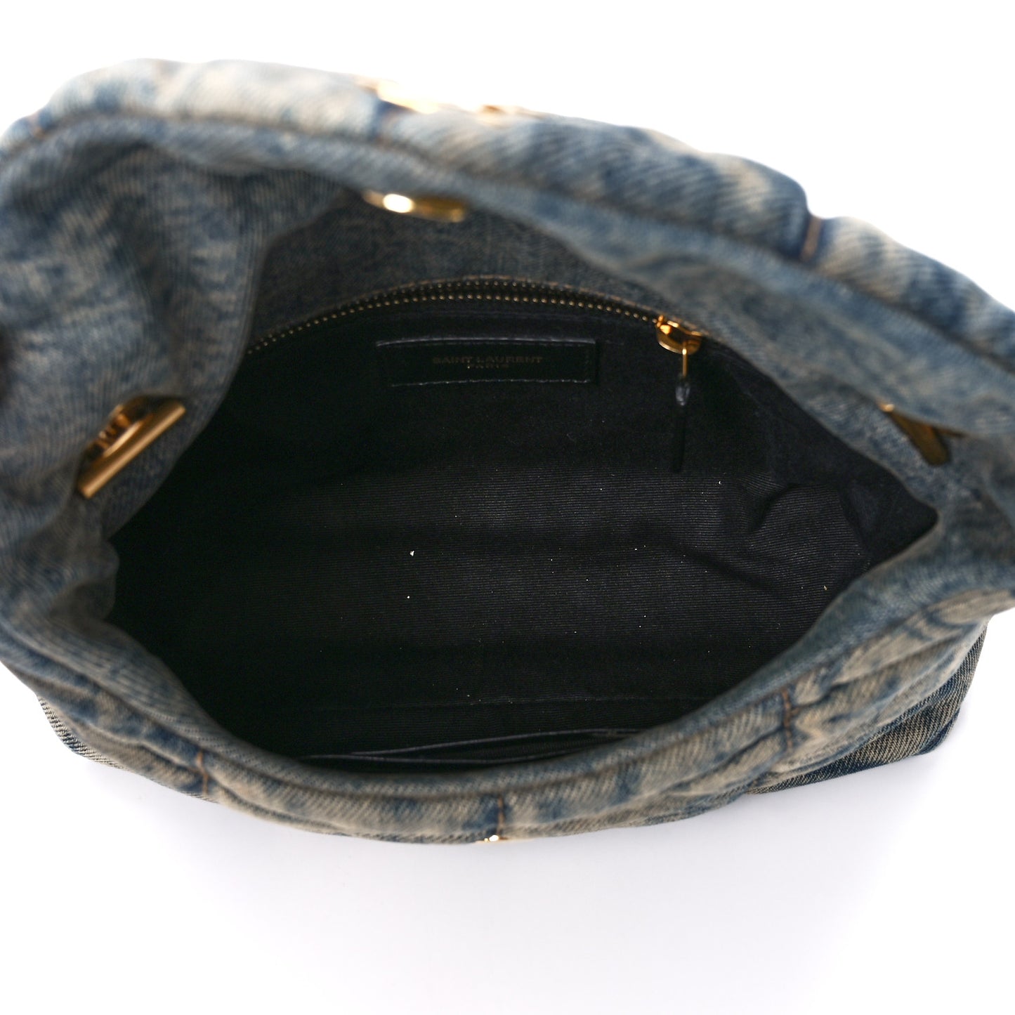 Denim Quilted Toy Loulou Puffer Monogram Chain Satchel Blue Cinnamon