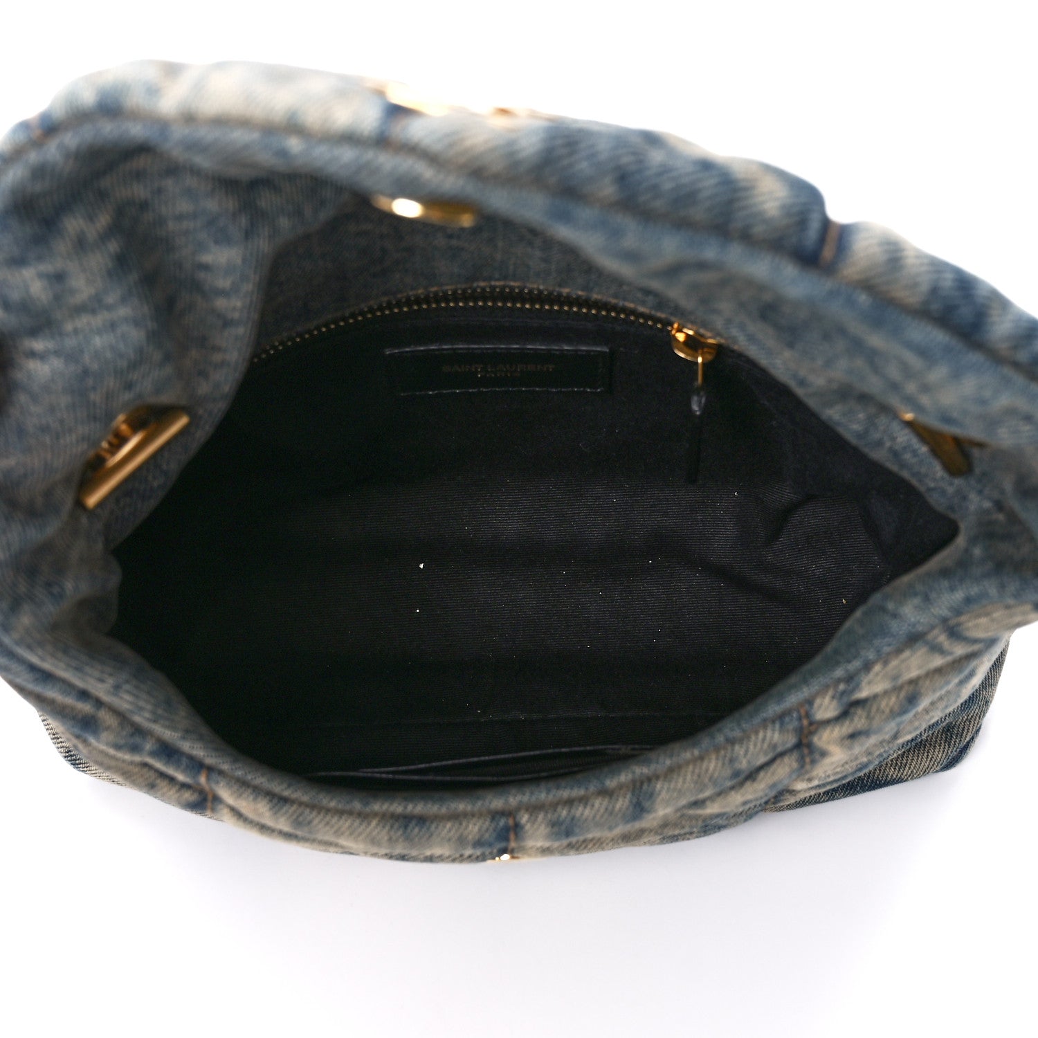 Saint Laurent Denim Quilted Toy Loulou Puffer Monogram Chain Satchel Blue Cinnamon 5 of 11