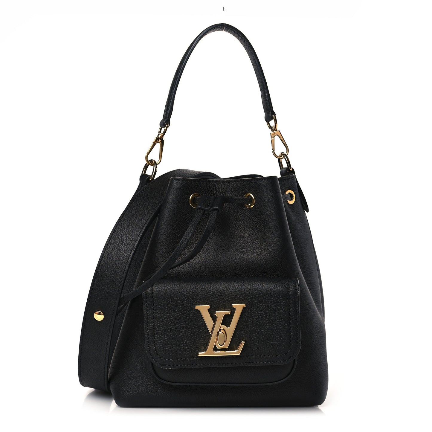 Calfskin Lockme Bucket MM Black