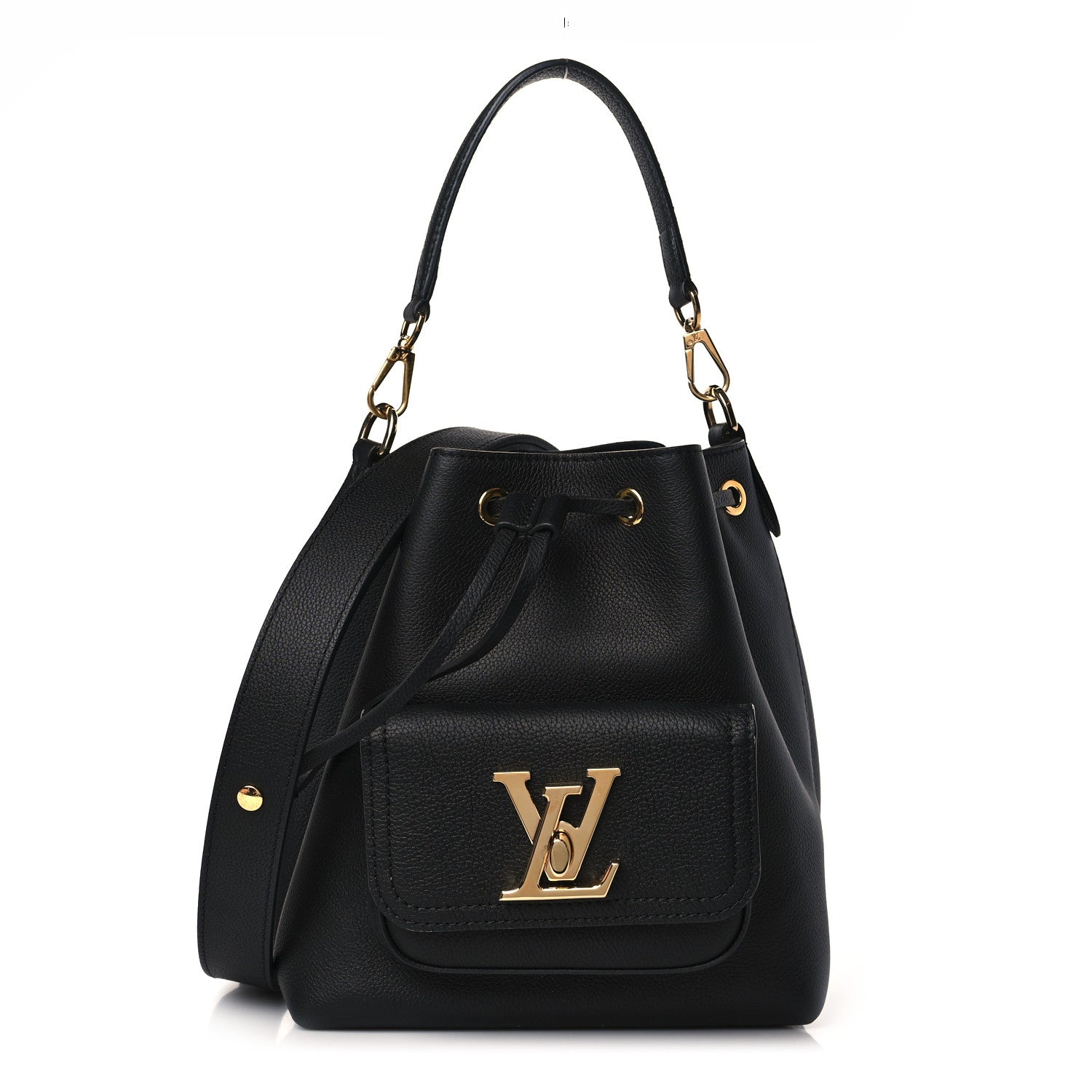 Louis Vuitton Calfskin Lockme Bucket MM Black 1 of 10