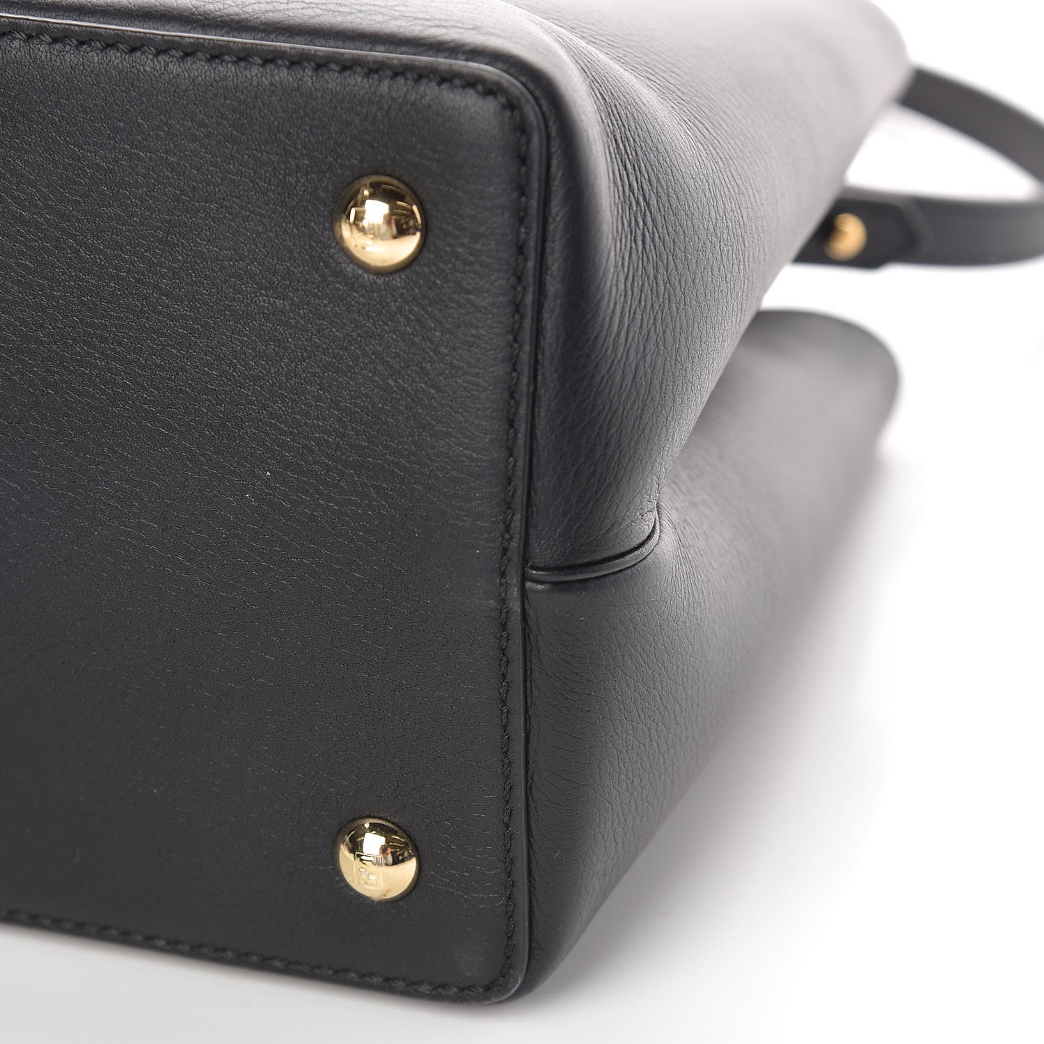 Fendi Vitello Dolce Century Petite 2Jours Tote Black Carbone 9 of 10