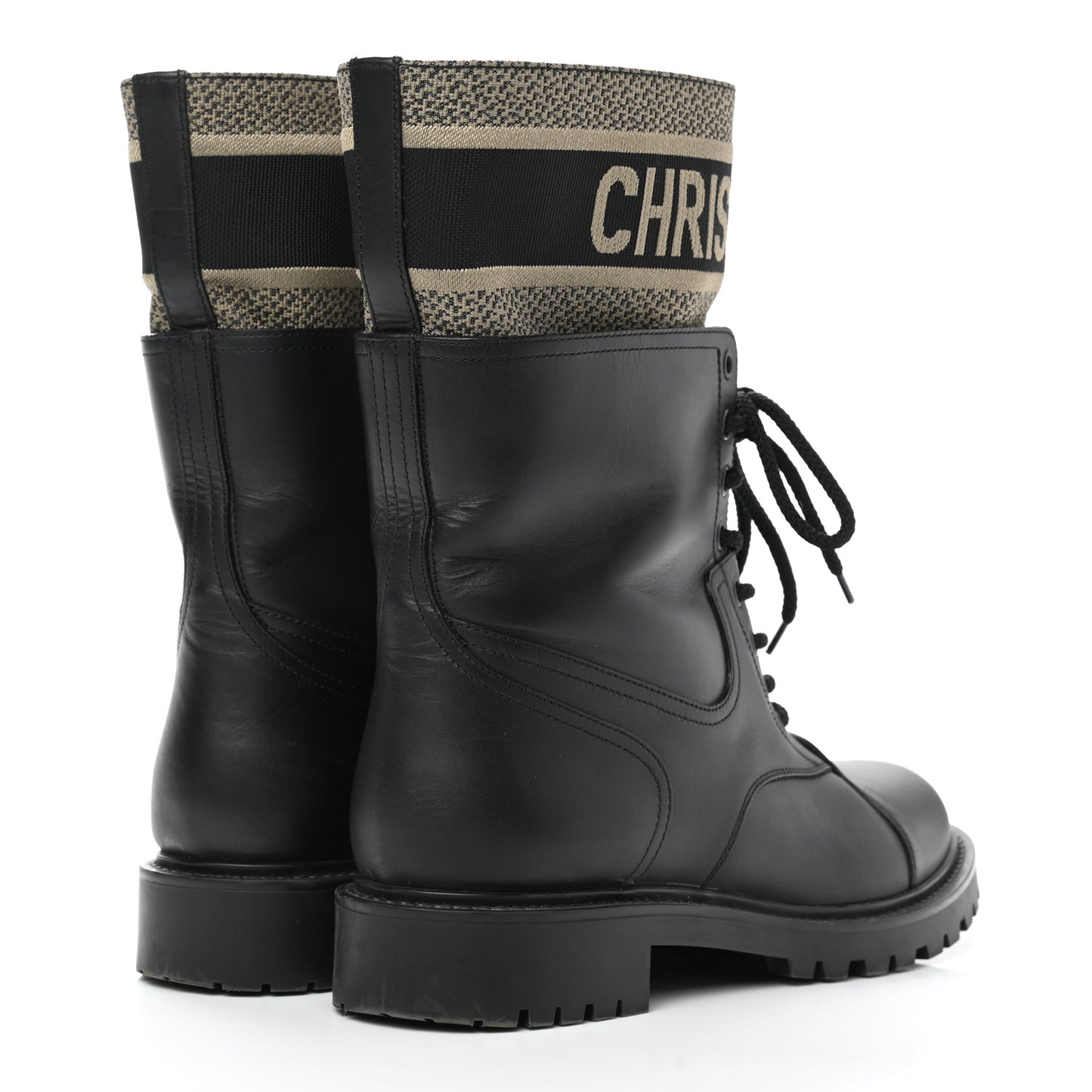 Calfskin Technical Fabric D-Major Ankle Boots 39 Black Taupe
