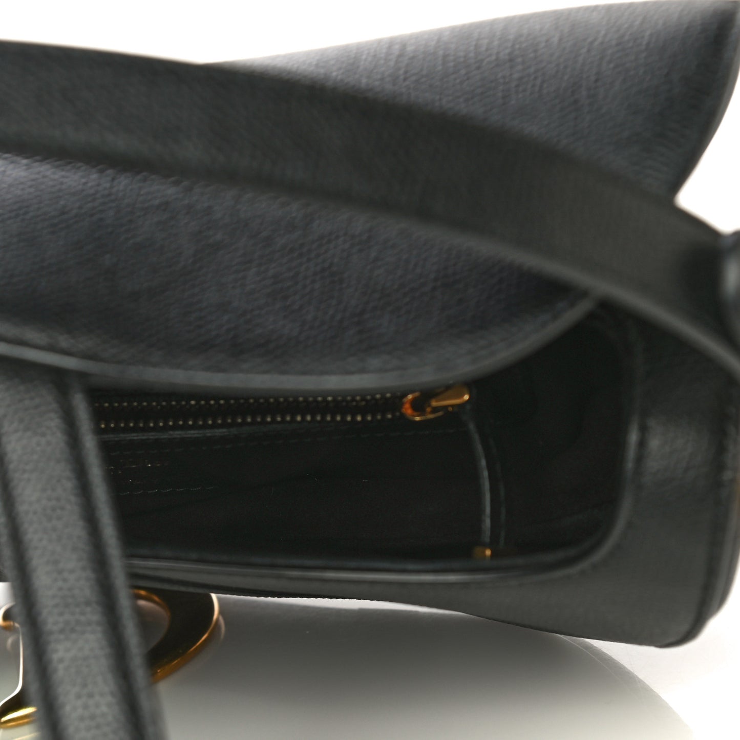 Grained Calfskin Saddle Bag Black