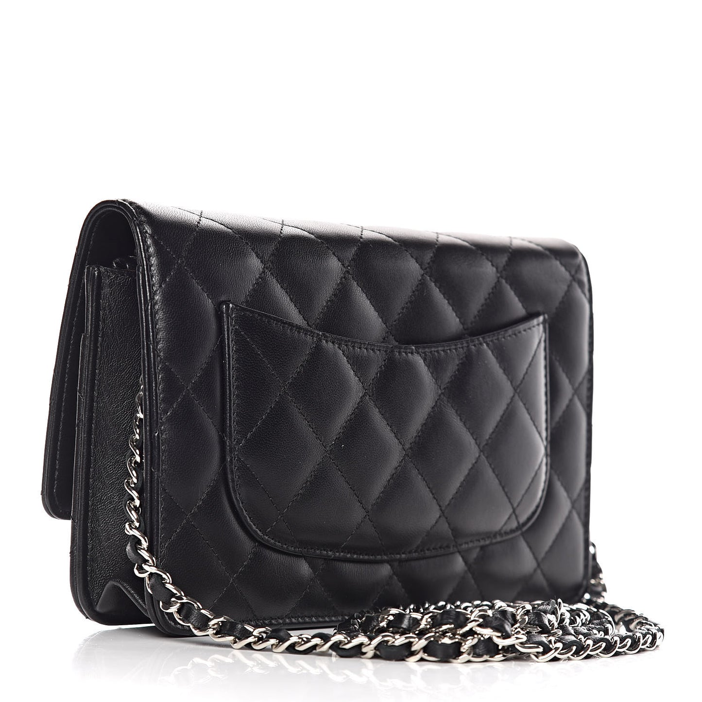 Lambskin Quilted Wallet On Chain WOC Black