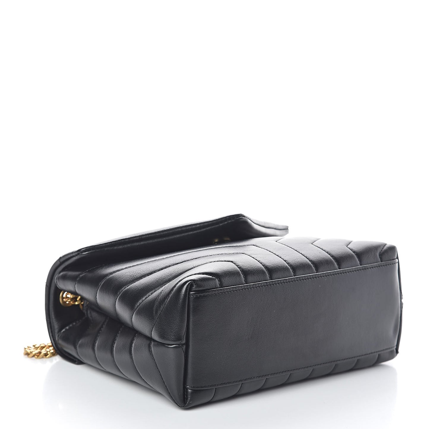 Calfskin Y Quilted Monogram Small Loulou Chain Satchel Black