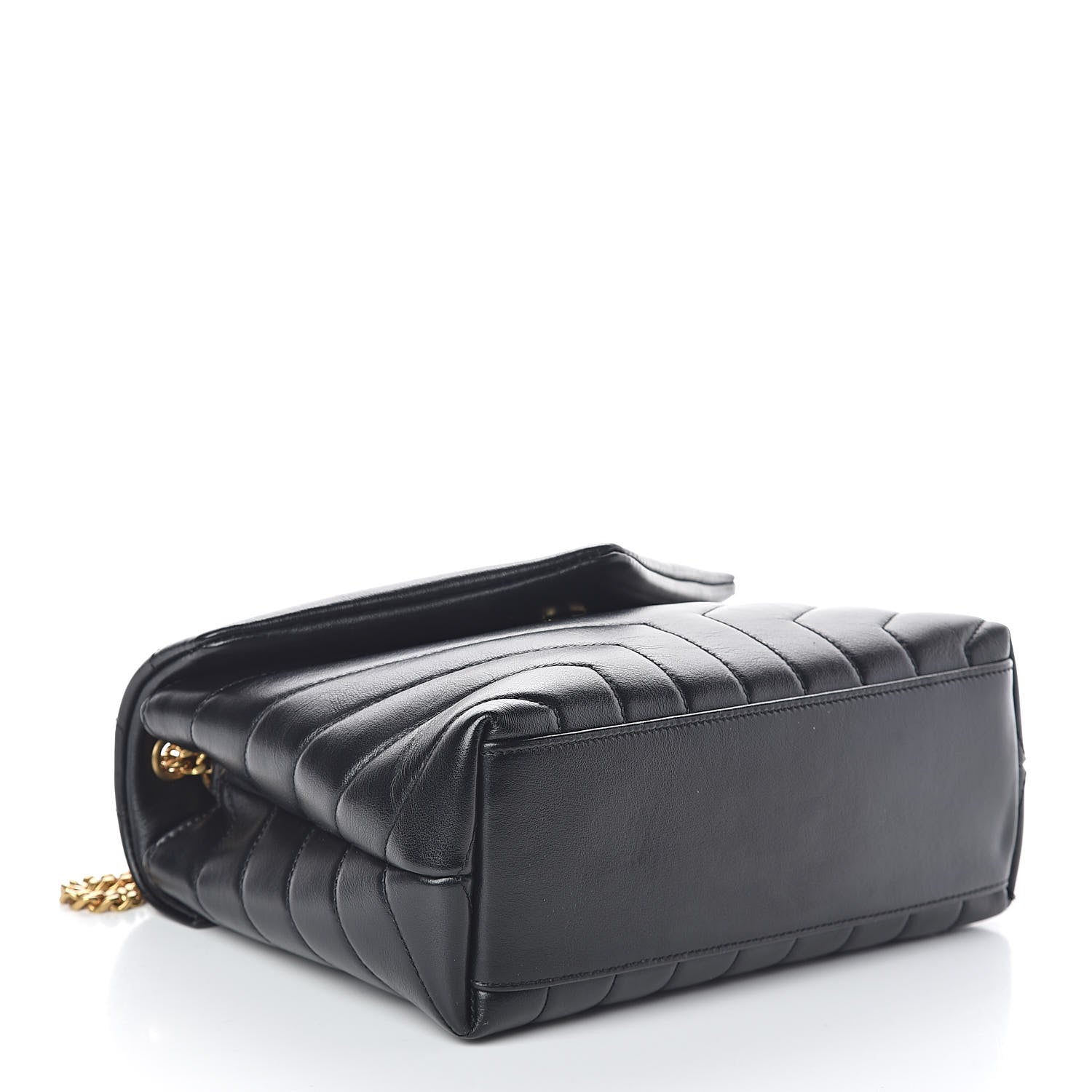 Saint Laurent Calfskin Y Quilted Monogram Small Loulou Chain Satchel Black 4 of 9
