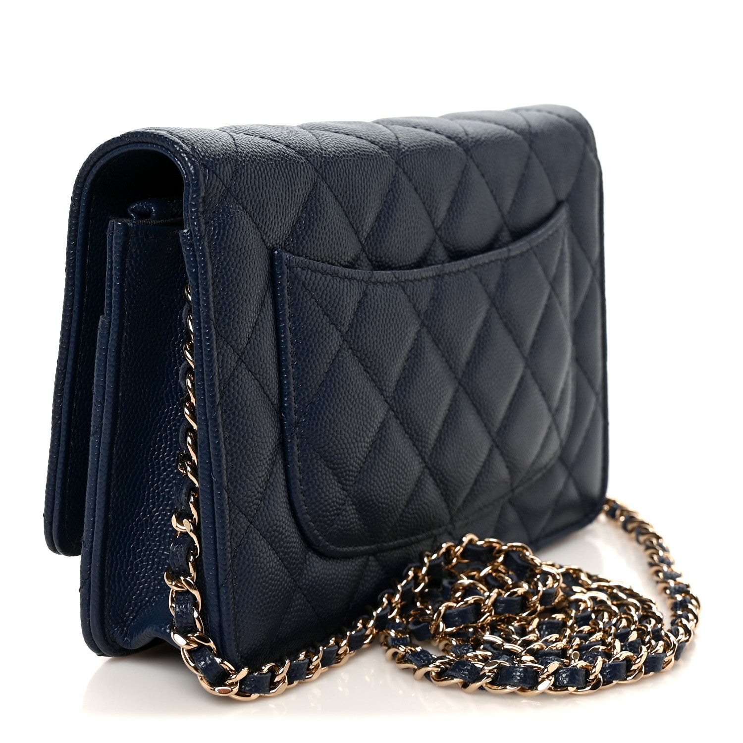 Chanel Caviar Quilted Wallet on Chain WOC Navy Blue 3 of 11