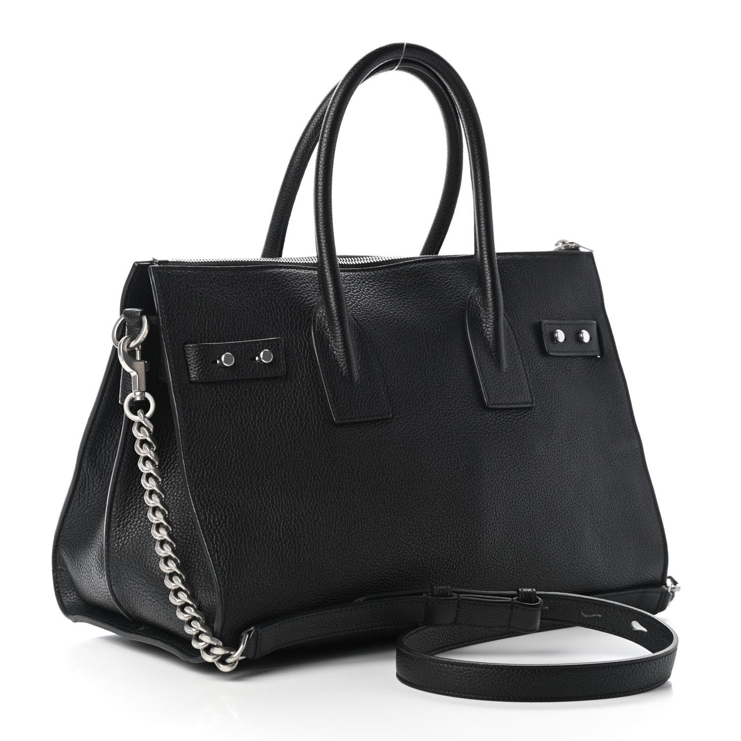 Grained Calfskin Small Supple Chain Sac De Jour Black