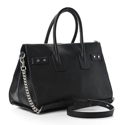 Saint Laurent Grained Calfskin Small Supple Chain Sac De Jour Black 3 of 9