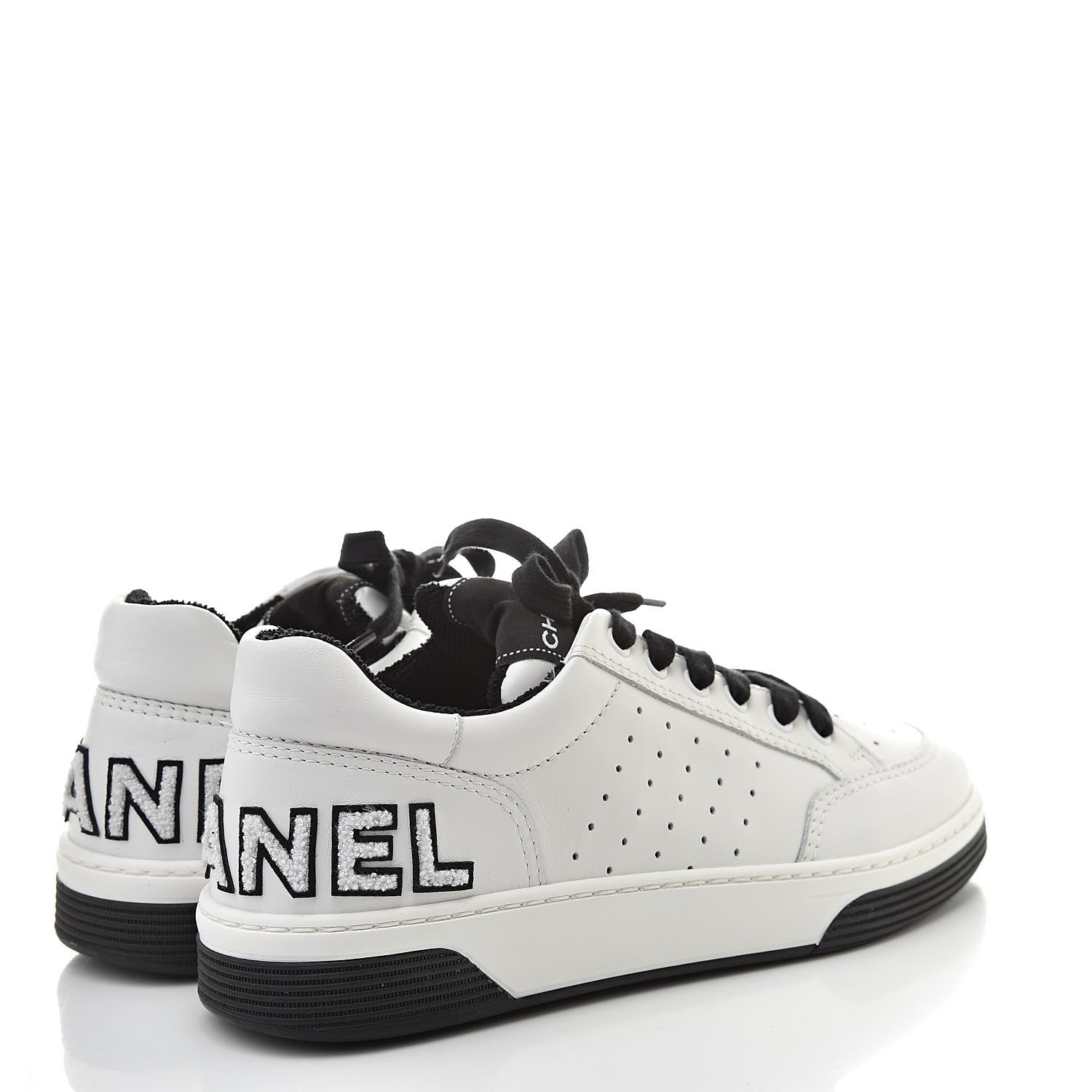 Chanel Calfskin Womens Logo Sneakers 39 Black White 4 of 9
